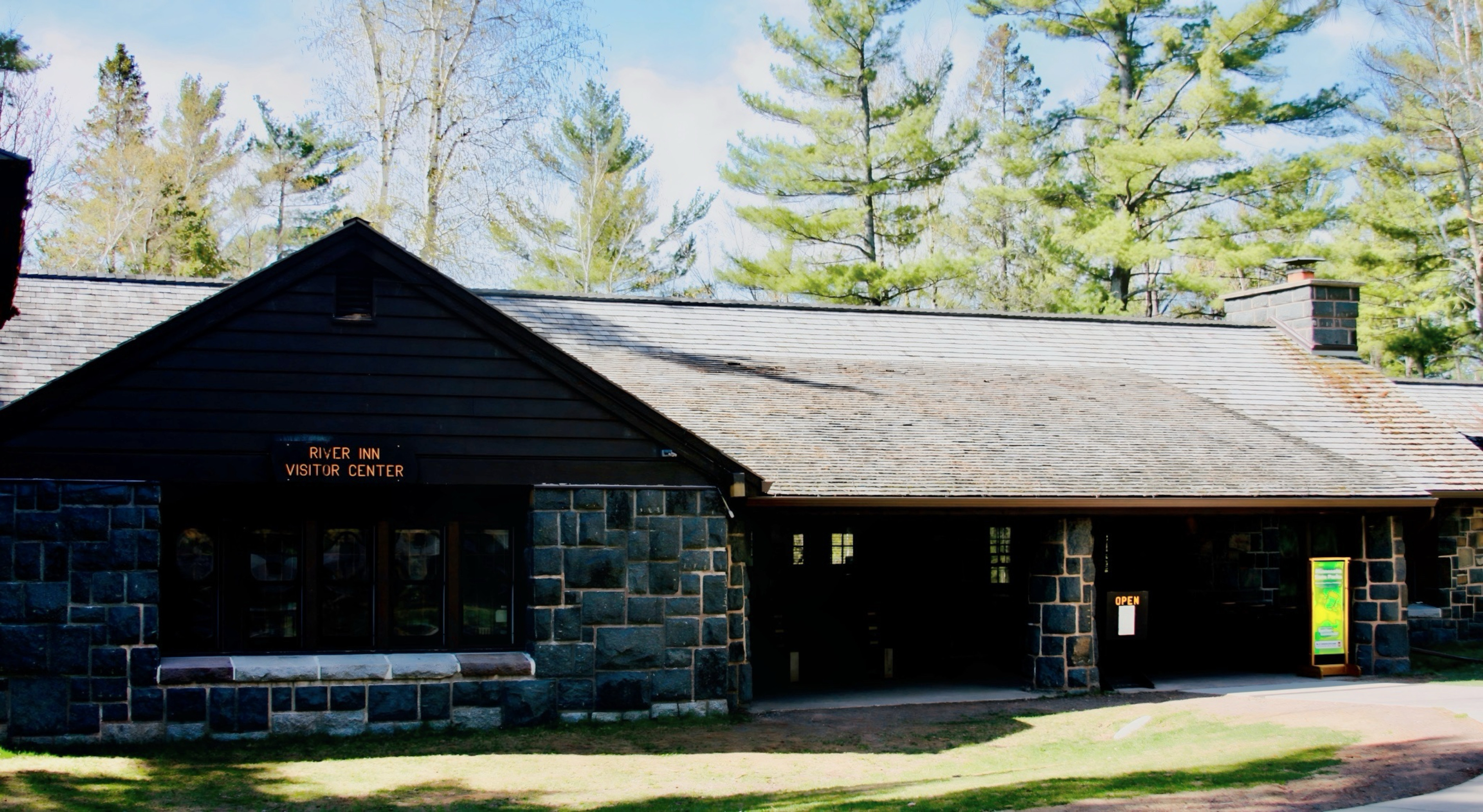 A welcoming visitor center surrounded by nature